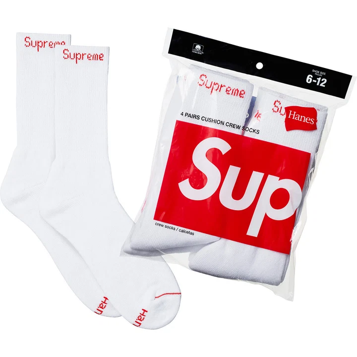Supreme Hanes Socken 4er-Pack weiß
