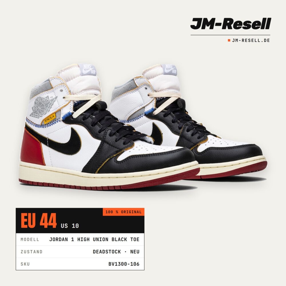 Air Jordan 1 Retro High OG Union Los Angeles Black Toe • Größe 44