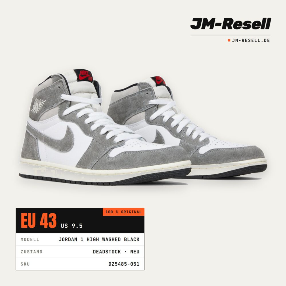 Air Jordan 1 Retro High OG Washed Black • Größe 43