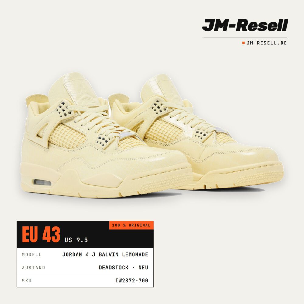Air Jordan 4 Retro J Balvin Lemonade • Größe 43